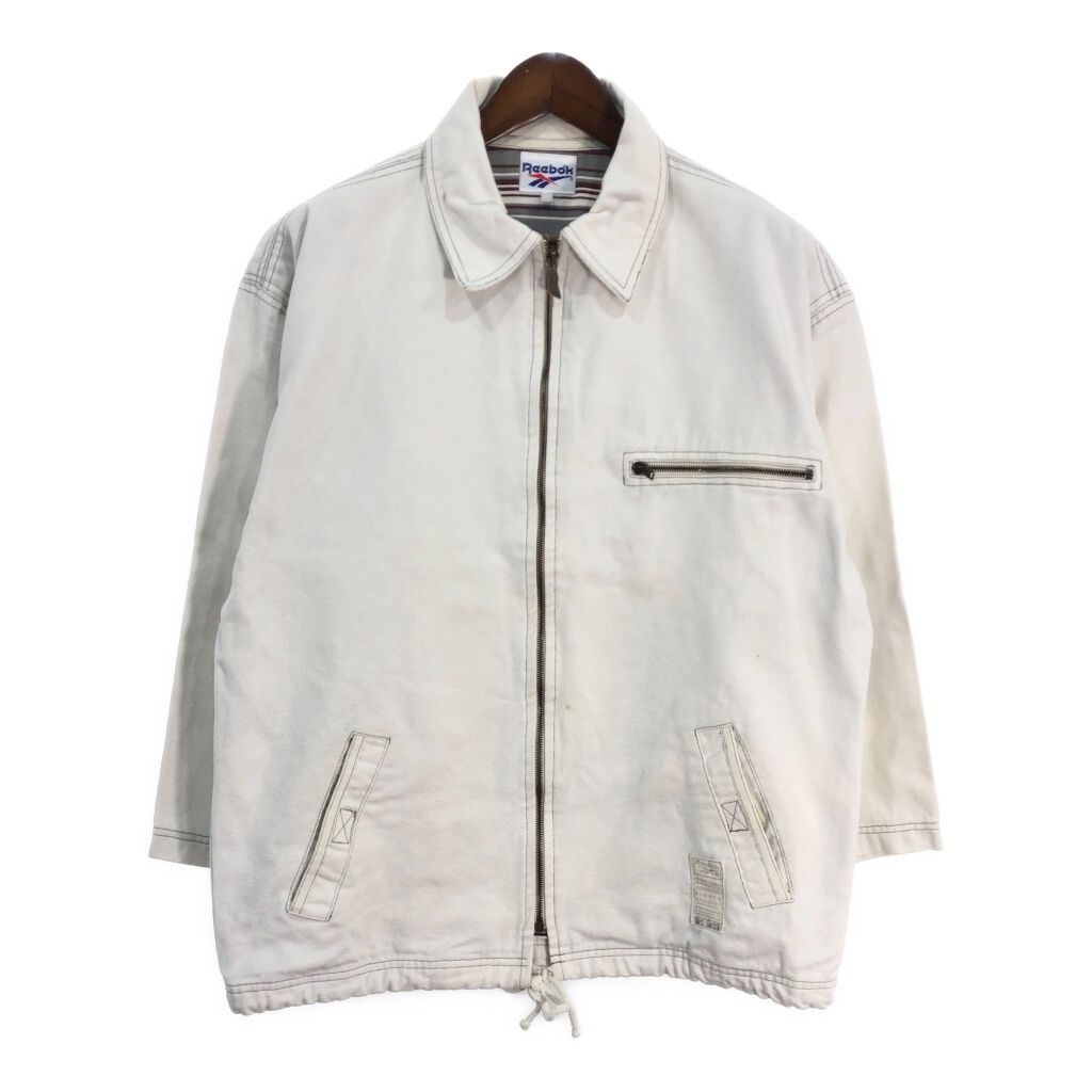 90年代 Reebok リーボック コットンキャンバスジャケット ホワイト（メンズ M相当）中古 古着 T5621 90年代 Reebok リーボック コットンキャンバスジャケット ホワイト