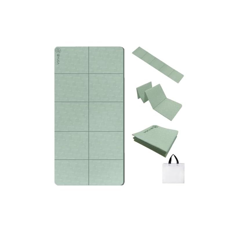 【特価商品】Rustuen ヨガマット 折りたたみ 8mm TPE素材 幅広 80 厚め トレーニングマット エクササイズマット 滑り止め 80cm*185cm 厚手 ピラティスマット 軽量 収納に便利 収納袋付き (グリーン幅