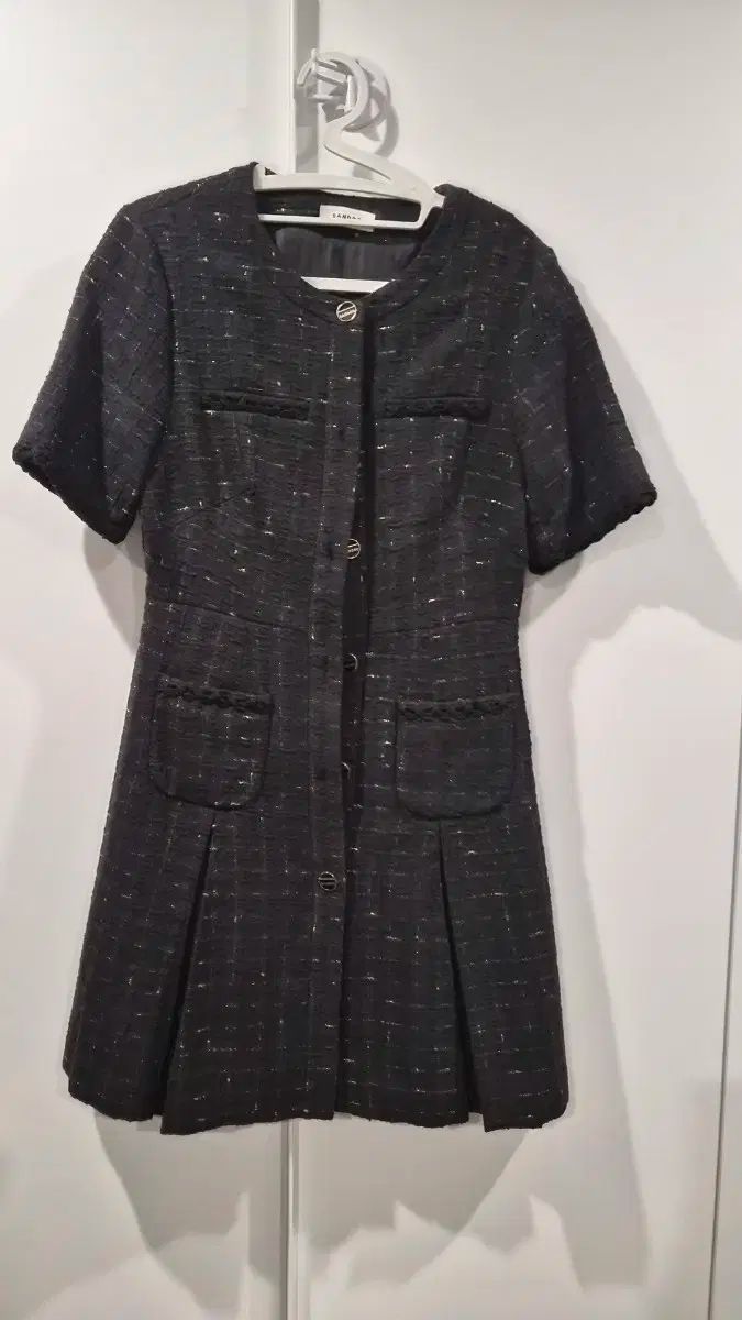 SANDRO サンドロ 24ss チェック プリーツ ツイード ワンピース