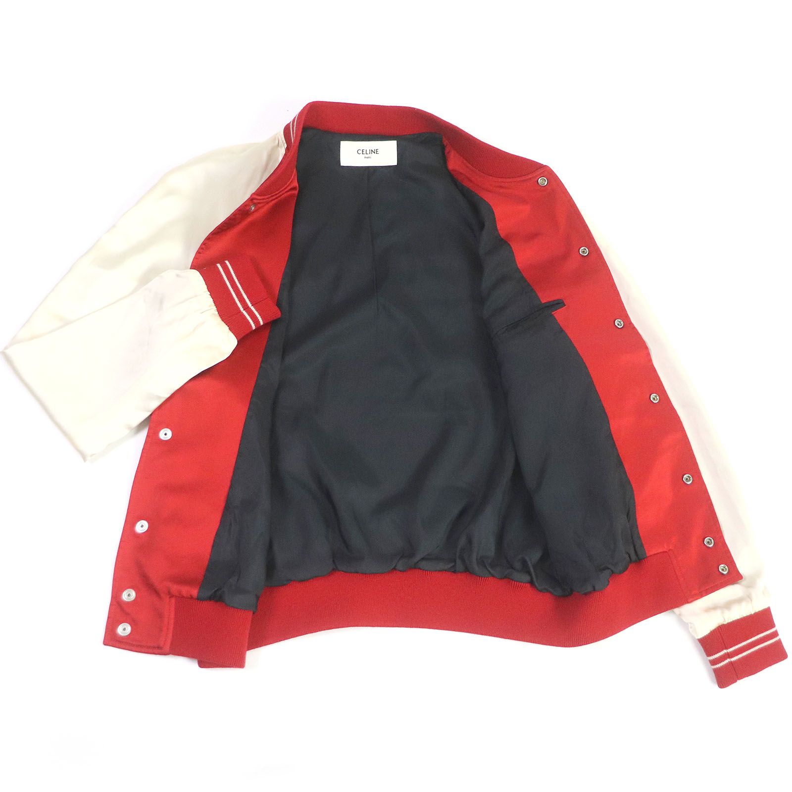 極美品□CELINE セリーヌ 21SS 2V87C851C THE DANCING KID TEDDY JACKET バックロゴ スタッズ サテン テディジャケット  スタジャン レッド 48 ハンガー・ガーメント付き イタリア製 正規品 メンズ - メルカリ