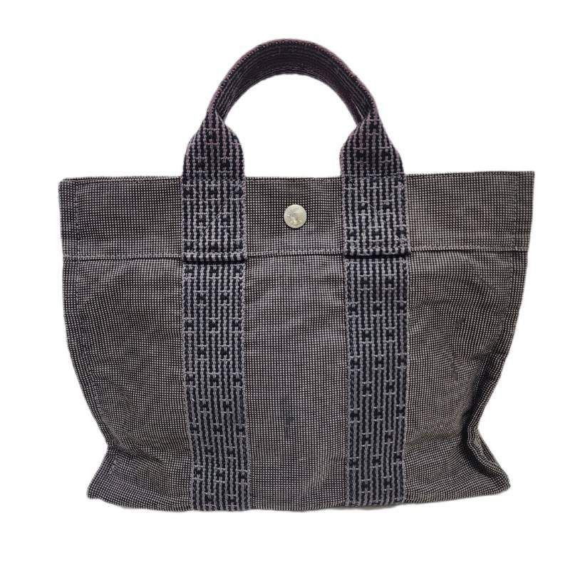 HERMES エルメス エールライン トートPM グレー キャンバス 帆布 トートバッグ レディース 22510R11