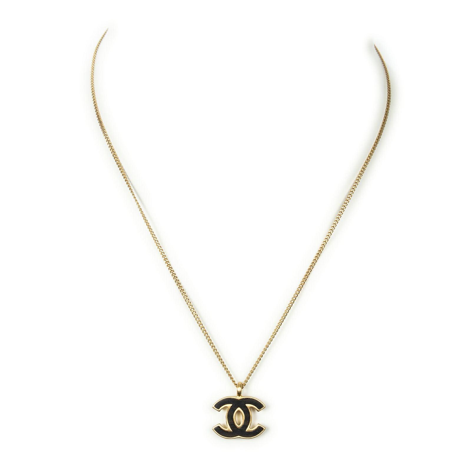 CHANEL シャネルココマーク ペンダント ネックレスブラック|ゴールド金メッキA