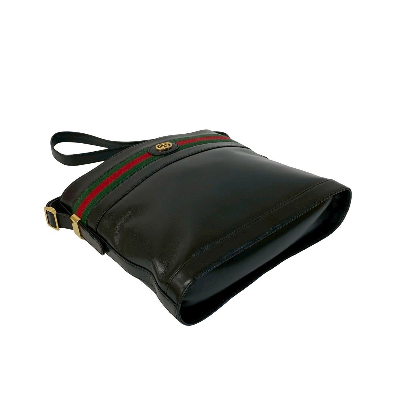 【美品】オールドグッチ ロゴ金具 オールレザー クラッチバッグ 保存袋付き GUCCI グッチ ロゴ型押し エンボスレザー ボックス ミニバッグ