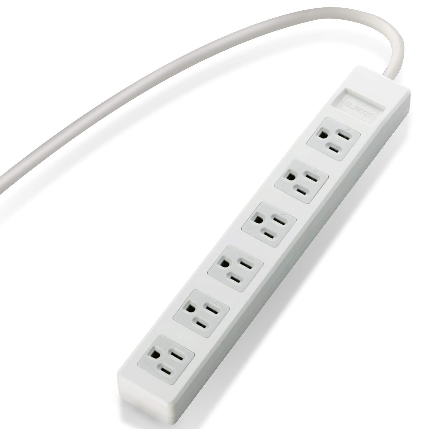 エレコム 電源タップ 3ピン 6個口 スイングプラグ 5m グレー T-T01-3650WH/RS(中古品)