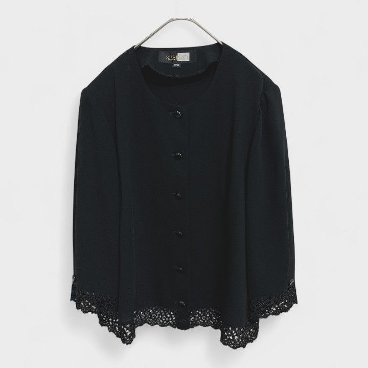 ☆美品☆ 大きいサイズ SOIR BENIR 東京ソワール　フォーマルジャケット SOIR BENIR 東京ソワールブラックフォーマルジャケット11号冠婚