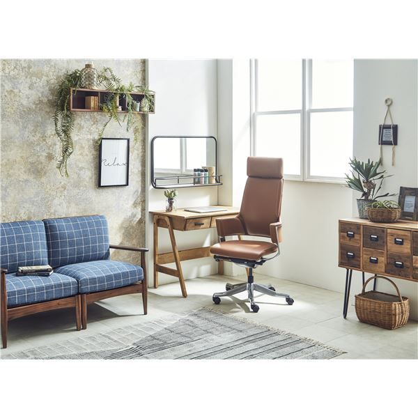 オフィスチェア DELPHI フルレザー ハイバック キャメル 組立品