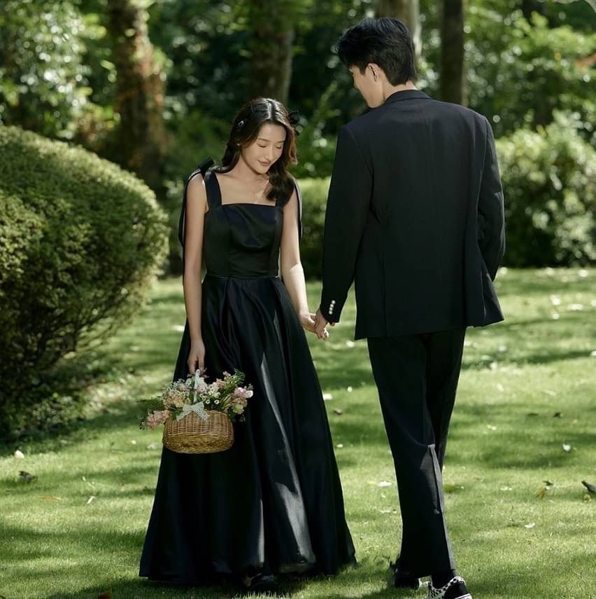 カラー ドレス ウェディング 黒 前撮り 二次会 結婚式 お色直し