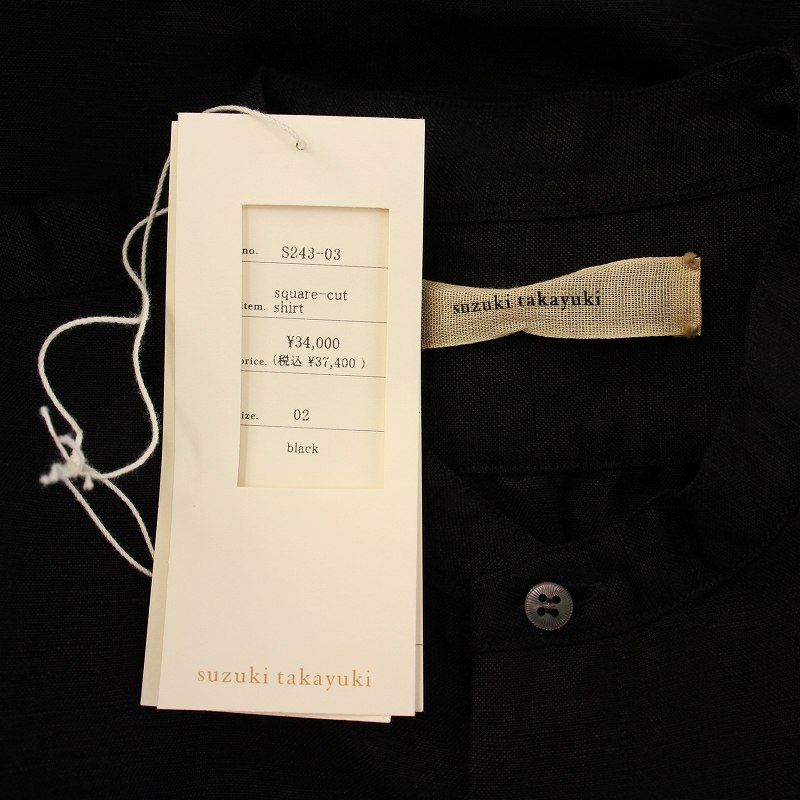 suzuki takayuki スズキタカユキ square-cut shirt リネンレーヨン売れ筋商品|||シャツ S233-02 00 ブラック R14597 suzuki takayuki スズキタカユキ square-cut shirt リネン