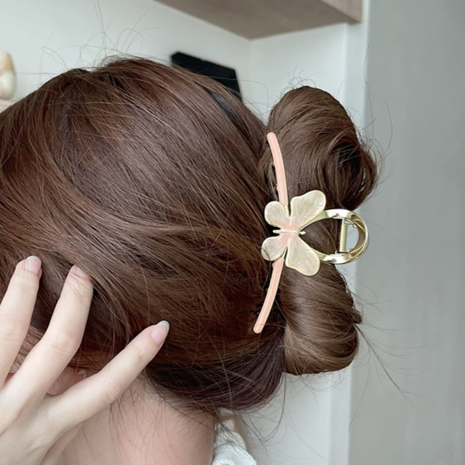 レディース用 贈り物 おしゃれ オフィス 韓国風 髪飾り 大きめ クリップ 髪留め ヘア ピンク シンプル ヘアクリップ バンスクリップ HAPVITAL
