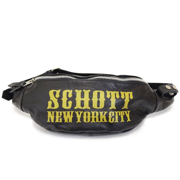 Schott レザー ボディバッグ ブラック×ゴールド schott（ショット）の