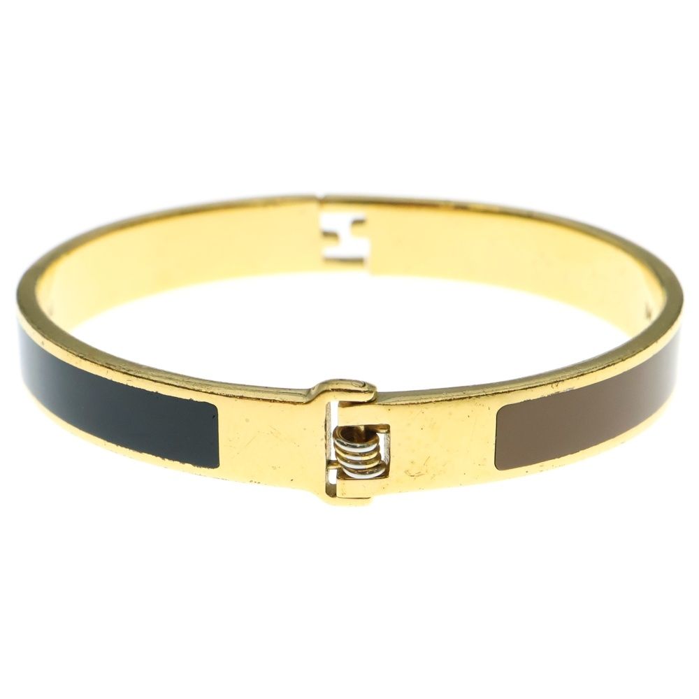 FENDI フェンディ バングル FF ブレスレット ゴールド×ブラウン×ブラック エナメル×GP