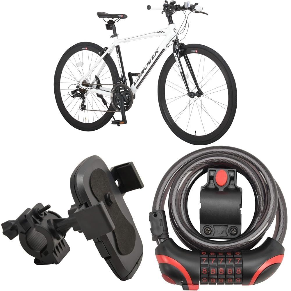 カノーバー(CANOVER) クロスバイク 自転車 鍵 スマホホルダーセット 21段変速 ディスクブレーキ CAC-027-DC ATHEN : カノーバー(CANOVER) クロスバイク 自転車 鍵 スマホ