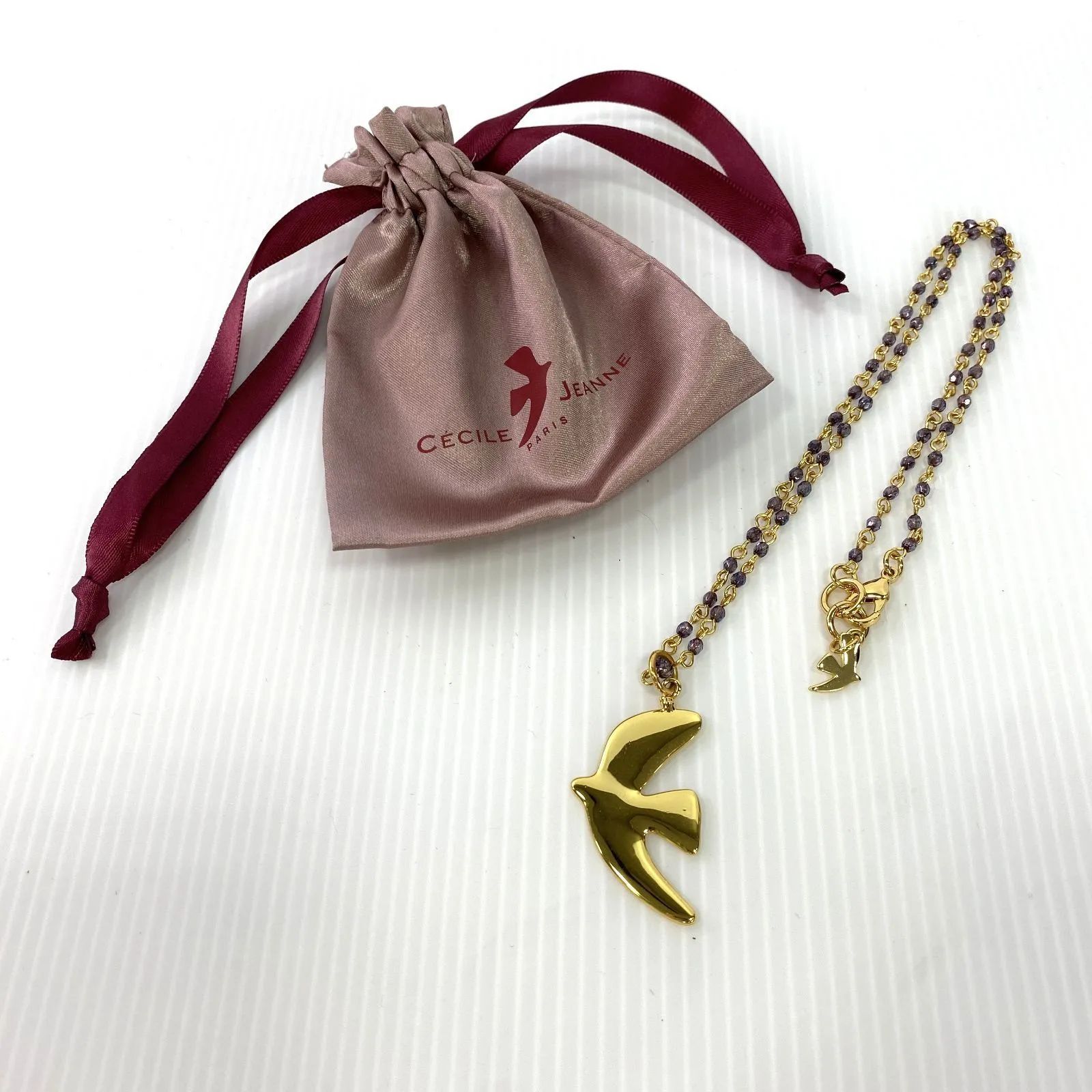 中古品】CECILE ET JEANNE ネックレス ピアス 3つセット 巾着付き 