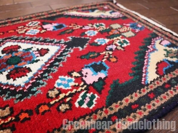 RAGR046 ミニ絨毯マット ビンテージトライバルラグ ウール絨毯 38cm&times;61cm