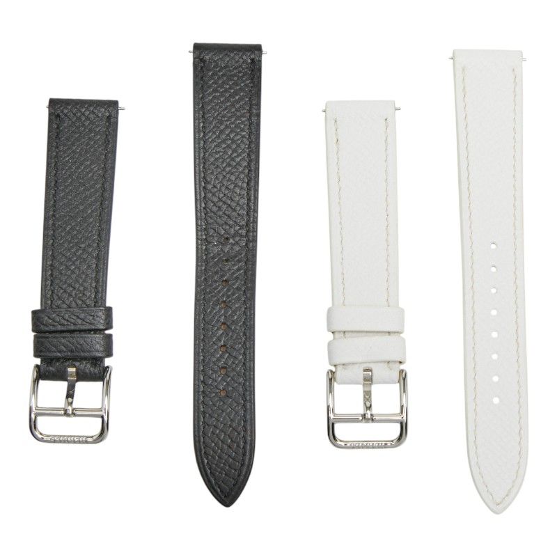 エルメス Hウォッチ用 ベルト 尾錠付き ブラック ホワイト ヴォーエプソン レディース HERMES 1-0235812