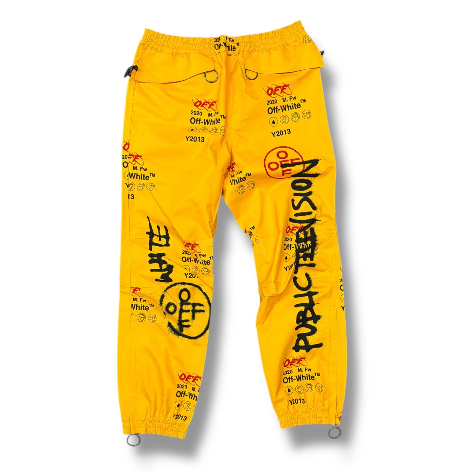 正規 OFF-WHITE Industrial Gore-tex Track Trousers In G ゴアテックストラックパンツ ナイロンパンツ イージーパンツ オフホワイト OMCA098F19E35021 M 942M4