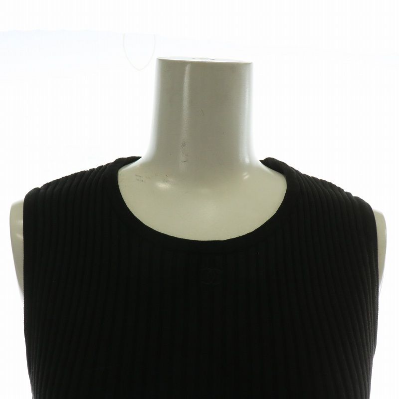 シャネル CHANEL 98P リブ ニット タンクトップ ノースリーブ