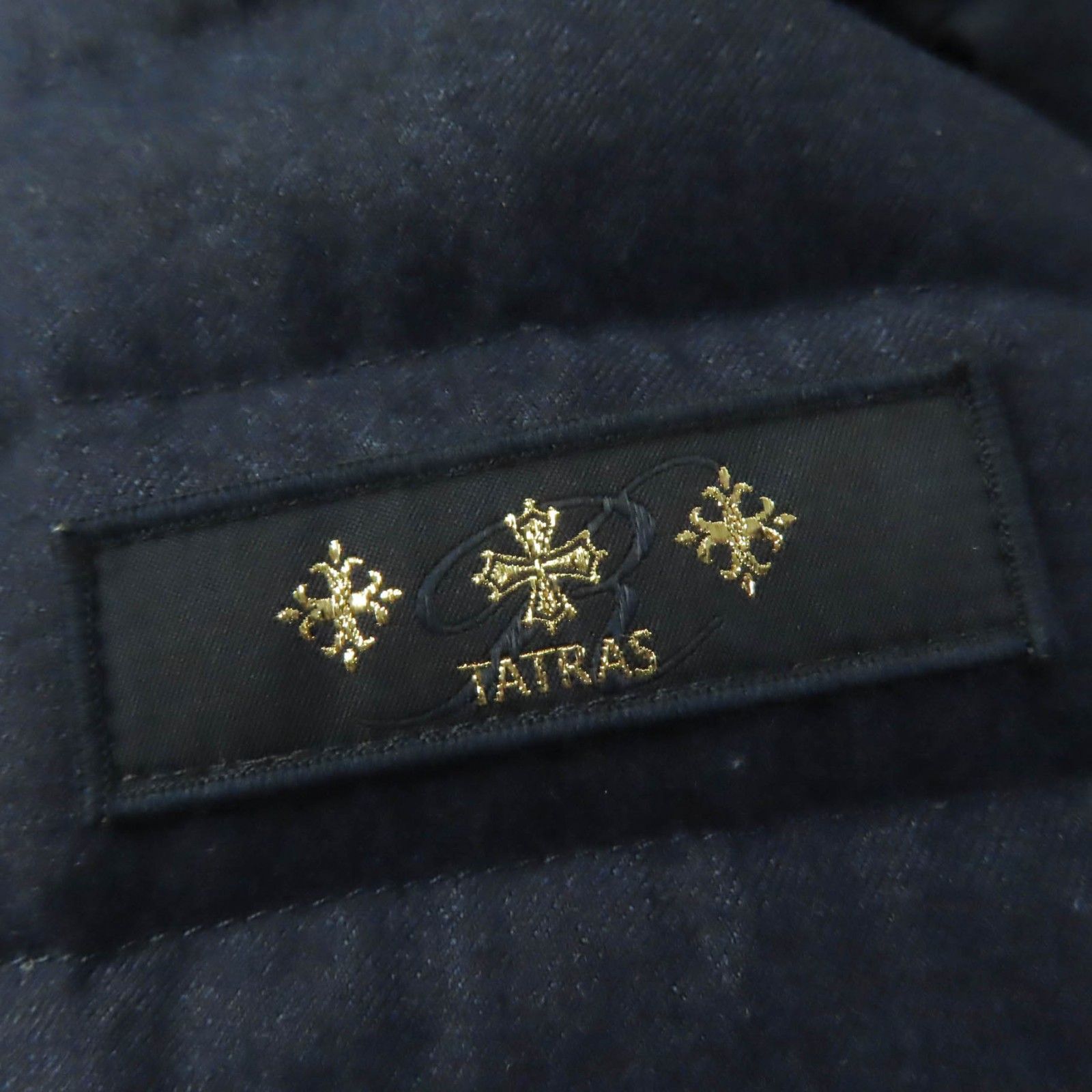 美品☆TATRAS タトラス 21AW LTAT21A4581 CIMA チマ Rライン ウール シルク混 ラクーンファー・フード付 ZIP UP  ダウンコート ネイビー 01 レディース