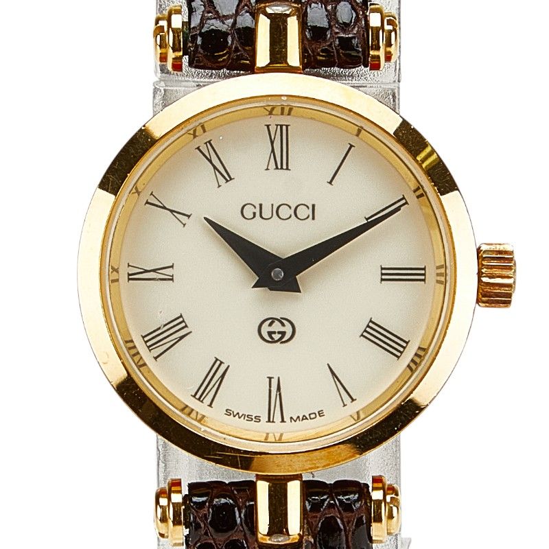 グッチ シェリーライン 型押し ゴールド ブラウン マルチ ステンレススチール レザー レディース GUCCI 1-0209724