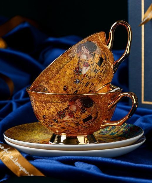 色 陶磁器 ティー＆コーヒーカップセット 2客 カップ＆ソーサー ティーセット ネックレス