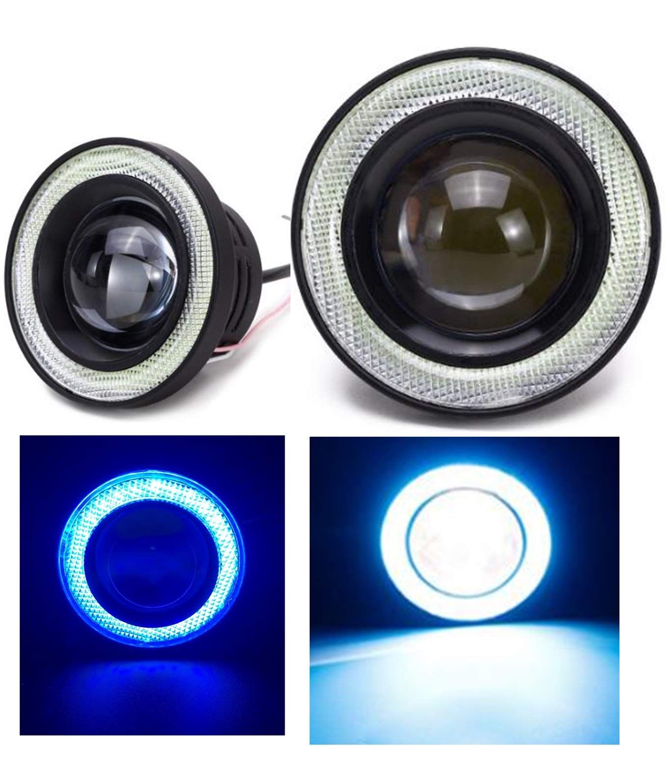 Kstyle 水色 3.5 LED フォグランプ 汎用 イカリング 付き 30w 高性能 COB 防水 左右 2個 セット (3.5インチ-89mm) [3.5インチ-89mm]