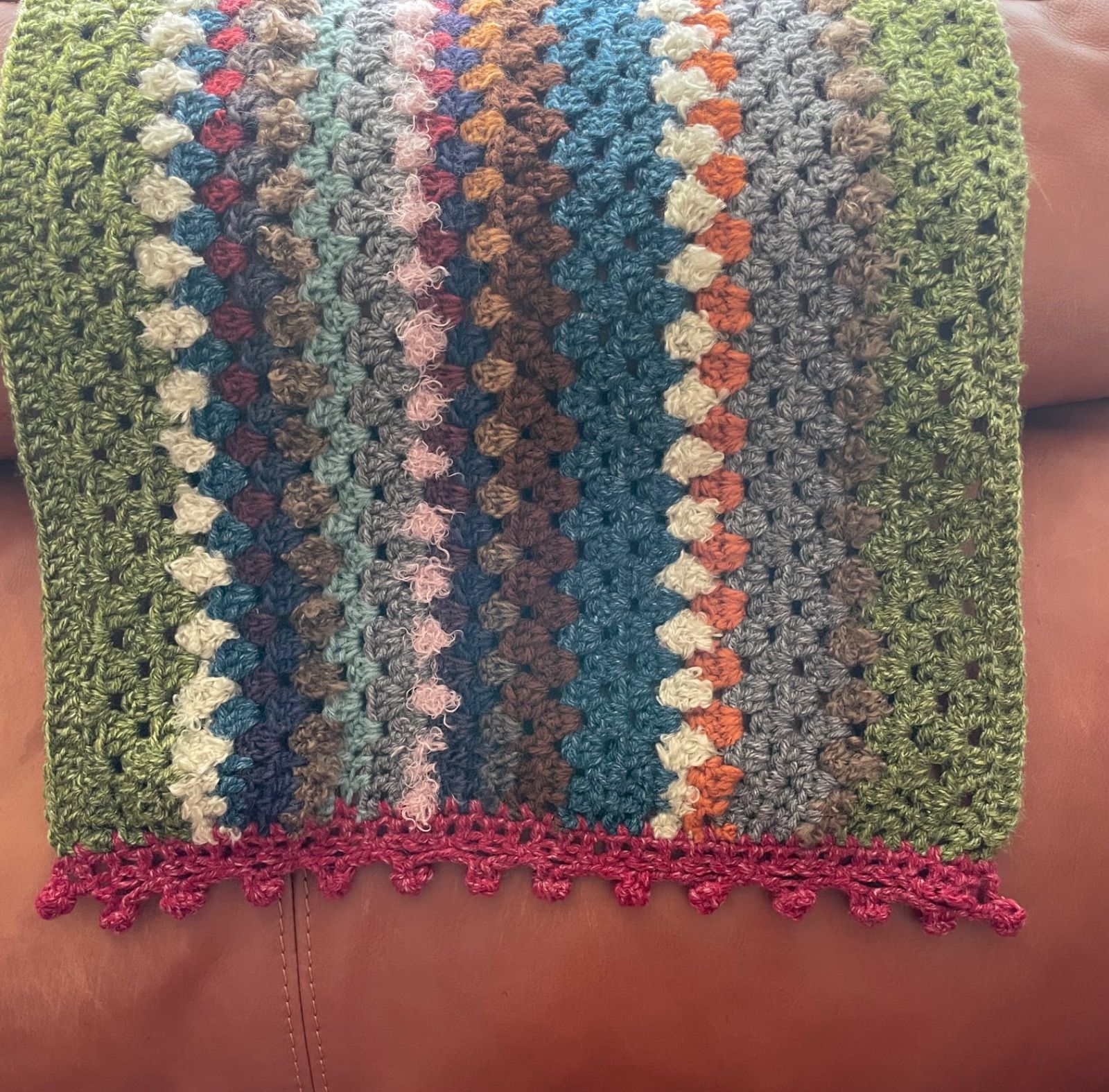 かぎ針編み ひざ掛け ブランケット マルチカバー レトロ カラフル