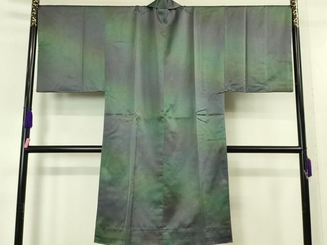 平和屋本店■極上　男性　角袖　和装コート　雨コート　西陣織　ロング丈　暈し染め　反端付き　逸品　DZAA5390kh5 平和屋本店□極上 男性 角袖 和装コート 雨コート 西陣織 ロング丈 暈