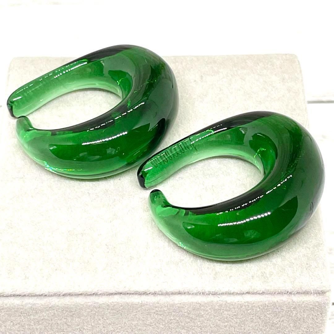 極美品】Bacarrat earcuffs earrings crystal green バカラ イヤーカフ