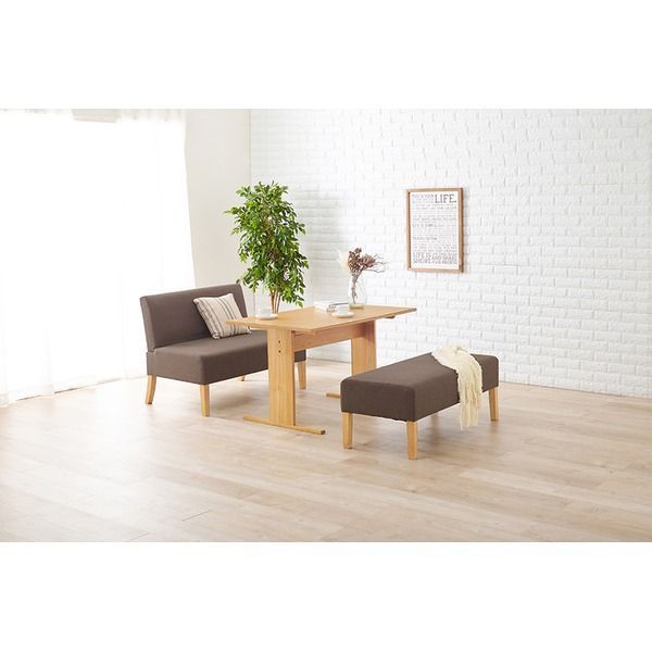 ダイニング3点セット テーブル×1 ソファ×1 ベンチ×1 約幅110cm 4人掛け ナチュラル×ブラウン 組立品 代引不可