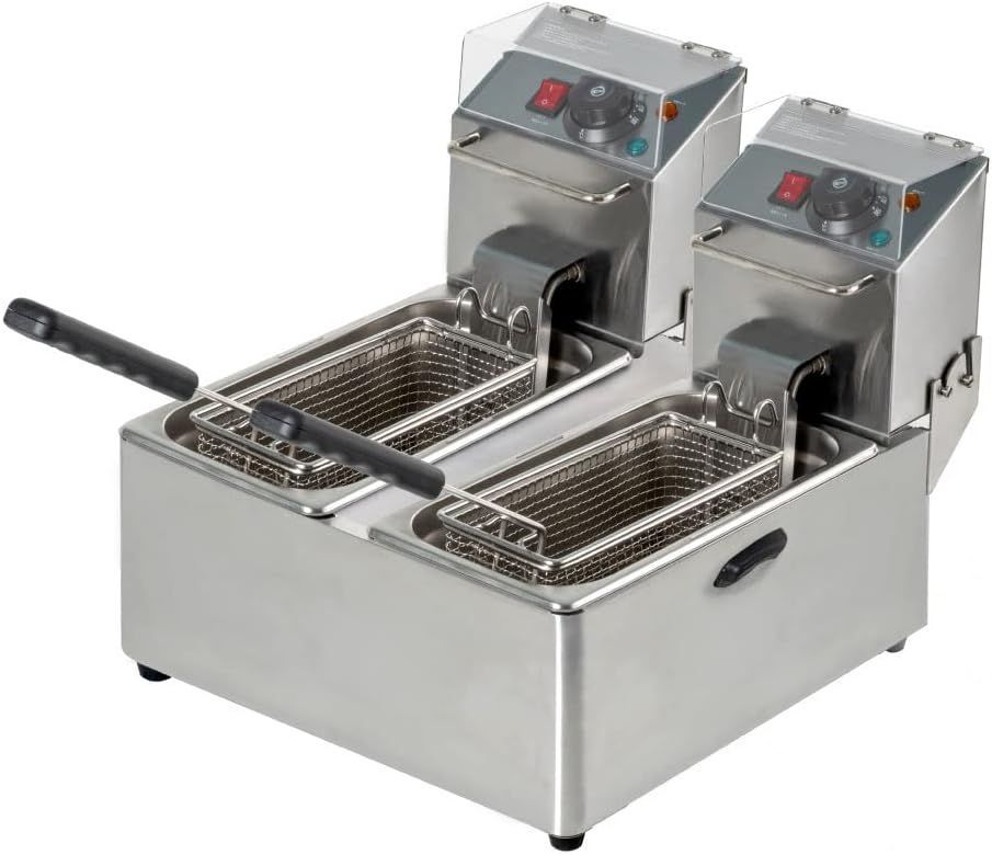 電気フライヤー 業務用 二槽式 4L フライヤー 厨房 電気フライヤー 卓上 ポテトフライヤー xd-cm4lf-2