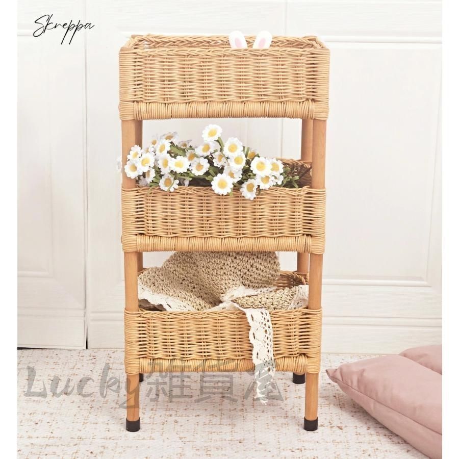 ラタン 籐製 ランドリーバスケット ラック ワゴン 収納 ラタン 籐製 ランドリーバスケット ラック ワゴン 収納 ラタン 3段