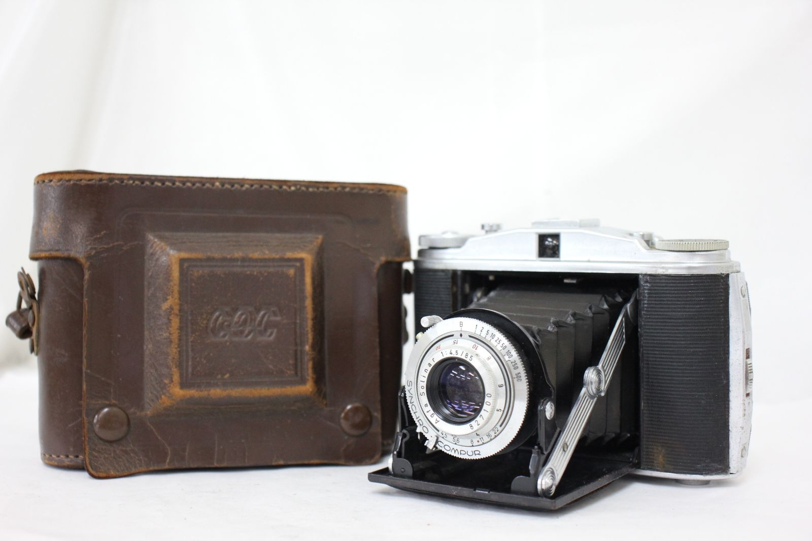 訳あり品 AGFA ISOLETTE Solinar 85mm F4.5 ケース付き 蛇腹カメラ e2654
