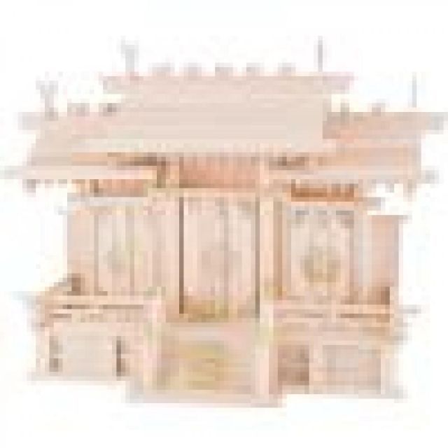 静岡木工 神棚の里 屋根違い三社 本金具 桧 小 神棚 東濃ひのき