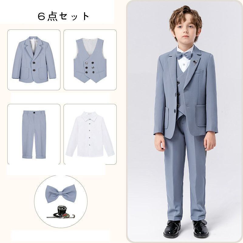超激得，定番人気 子供 スーツ 男の子 6点セット キッズ フォーマル 男の子スーツ 入学式入 発表会 入学式 入園式 こども 子供服フォーマルスーツ キッズスーツ 七五三 ベビースーツ 結婚式 卒園式 卒業式 小 スーツ・ブレザー