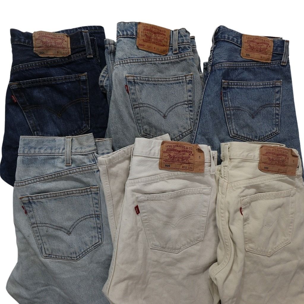 古着卸 リーバイス 紙タグ デニム パンツ 6枚セット メンズ 32 33 インディゴ ヒゲ フェード 古着 NC1333 KIN-KAAI_COM