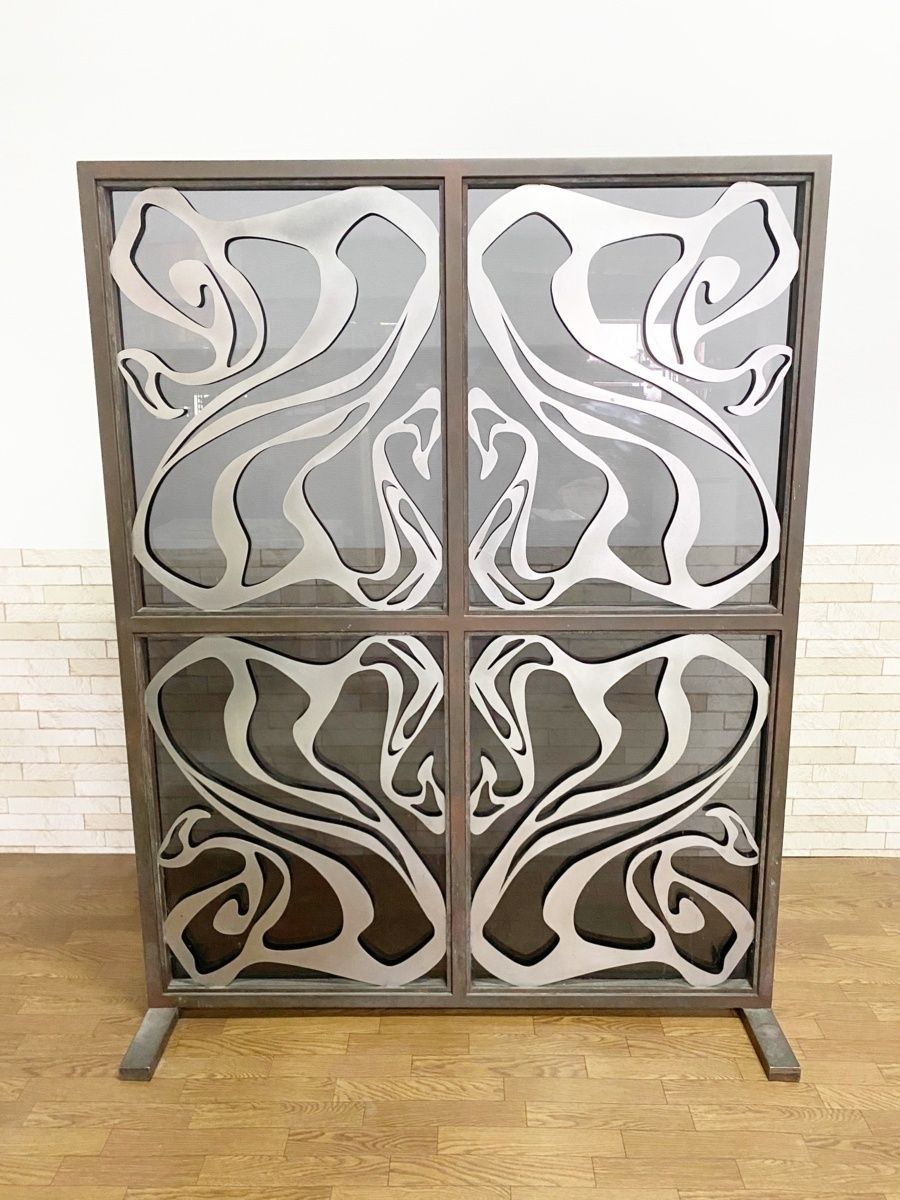 美術品 アイアンアート・インダストリアル大型/パーテション衝立 店舗什器 間仕切り モダン 170cm×130cm（貝048）