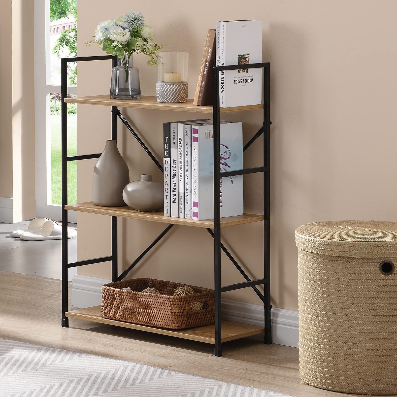 シェルフ　収納　３点セット 棚 オープンシェルフ 収納ラック スリム 隙間収納 木製棚板 スチール
