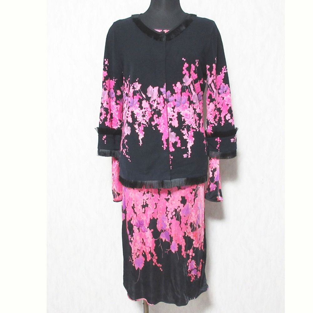 Blumarine ブルマリン ローズプリント ワンピース 美品 Blumarine ブルマリン フラワープリントカーディガン