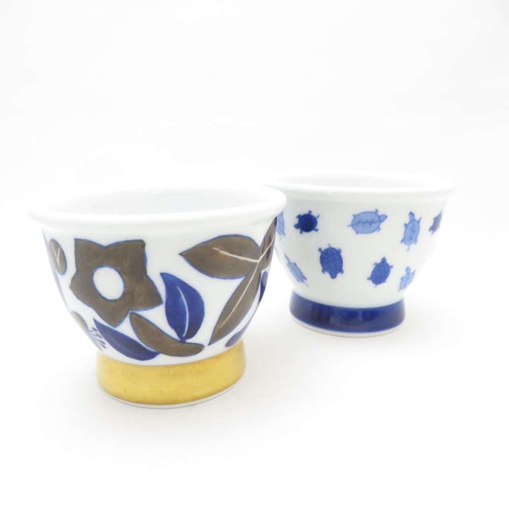 Fukagawa Seiji 深川製磁 光琳風染付 染付亀 碗 2点 セット ボウル 茶碗 カップ SM4749B4