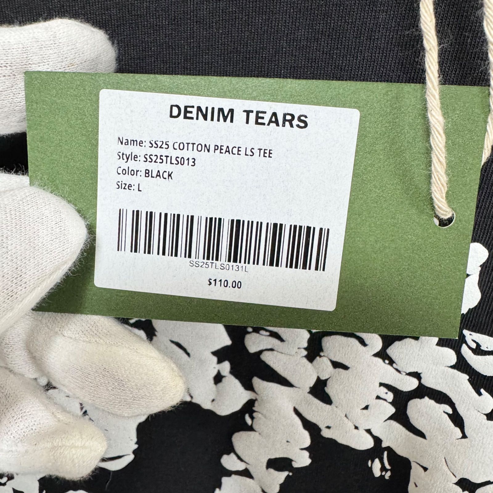 未使用品」DENIM TEARS デニムティアーズ university sleeve Blackロン 