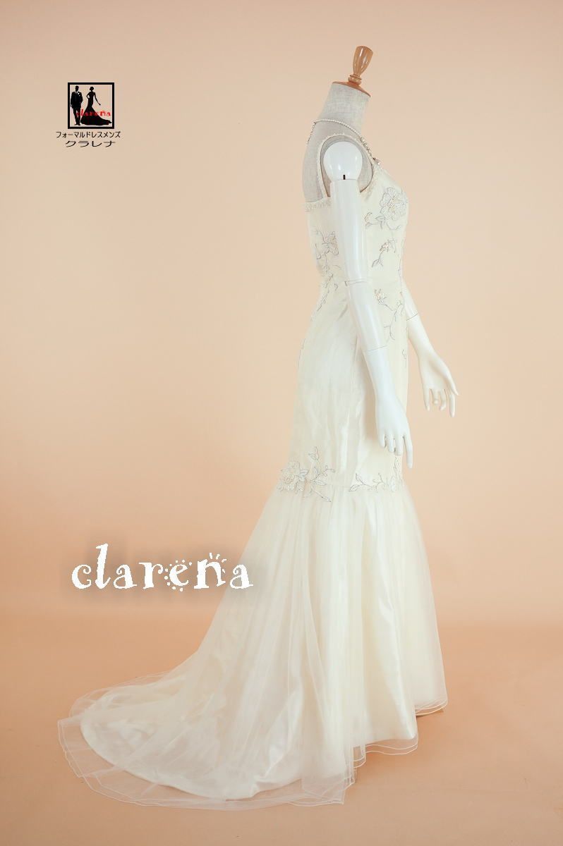 クラレナの アイボリーに麗しき薔薇 ウエディングドレス 5号 (CLW1034  