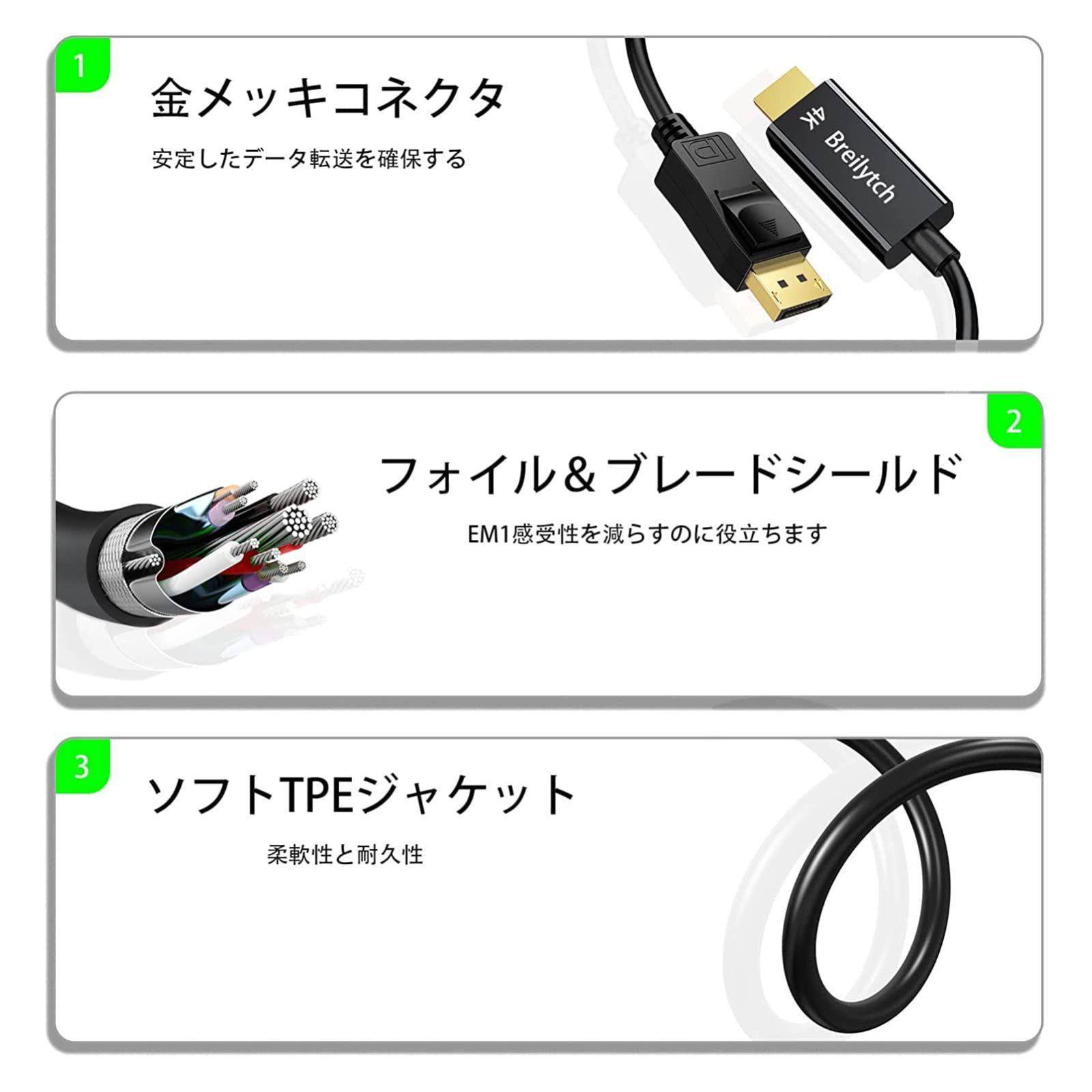 DisplayPort DisplayPortケーブル DPディスプレイポートオス-オス