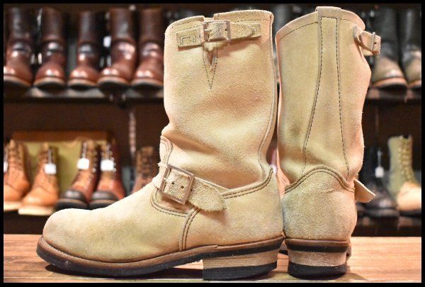  9 D 10年 レッドウィング 8268 スエード エンジニア ホーソーンアビレーンラフアウト ベージュ ブーツ redwing FI 475 エンジニアブーツ ブーツ 革靴