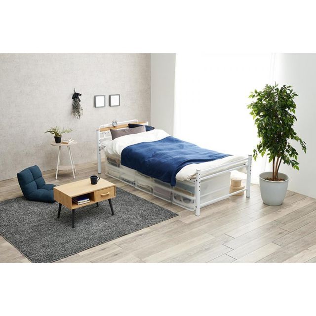 KH-3961S-WH 宮棚付きシングルロングベッド