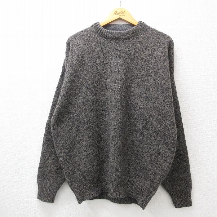 XL/古着 エディーバウアー 長袖 セーター メンズ 90s 無地 ウール モックネック ハイネック 黒他 ブラック 24oct01 中古 ニット トップス