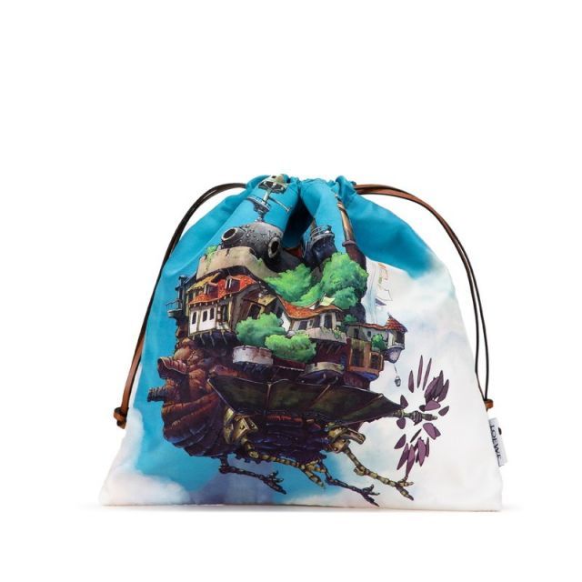 中古 美品 ロエベ ジブリコラボ ハウルの動く城 巾着ポーチ キャンバス