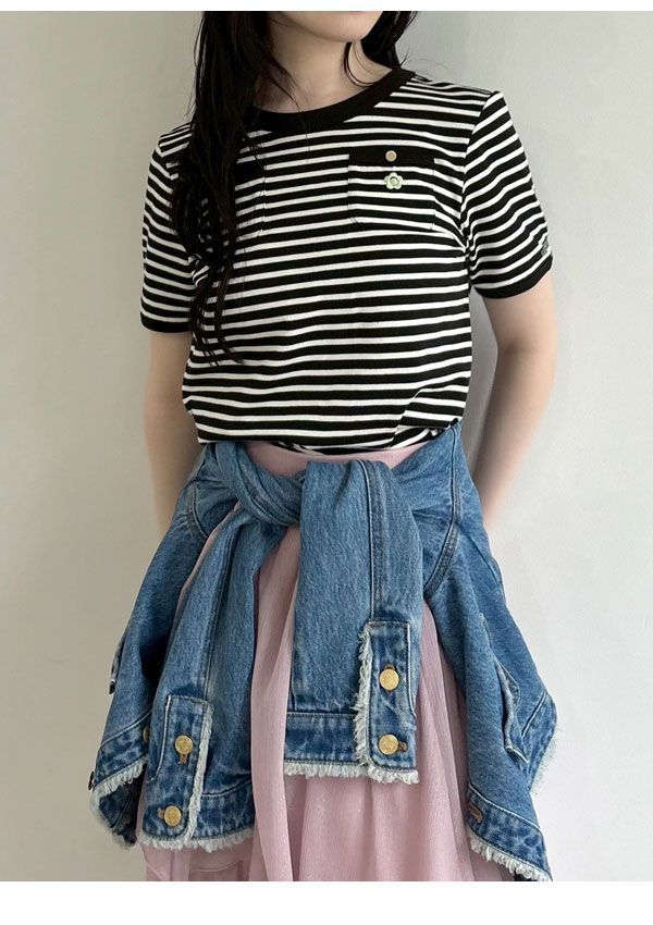 リリー ブラウン LILY BROWN トップス 25夏 【LILY BROWN×MARY QUANT】ポケットリンガーTシャツ 半袖 クロップド丈 マリクワ コラボ lwct254042 LILY BROWN×MARY QUANT】ポケットリンガーTシャツ(Tシャツ