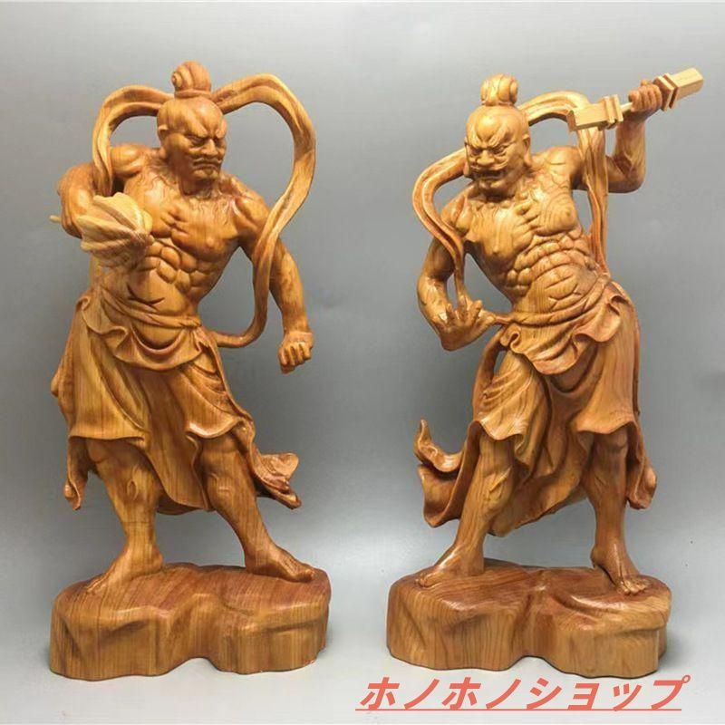 店長特選★木彫仏像 仏教美術 精密細工 金剛力士像 仏師手仕上げ品 高さ20cm 木彫仏像 仏教美術 精密細工 金剛力士像 仏師手仕上げ品 高さ