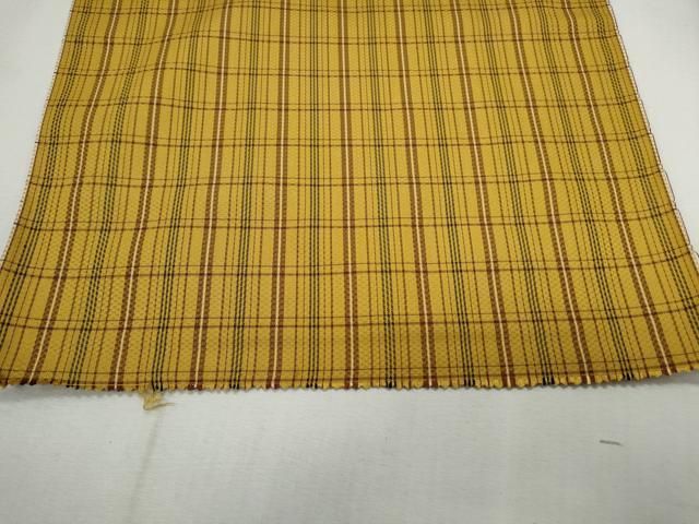 平和屋着物○本場黄八丈 市松綾織 紬 反物 格子文 着尺 逸品 未使用  