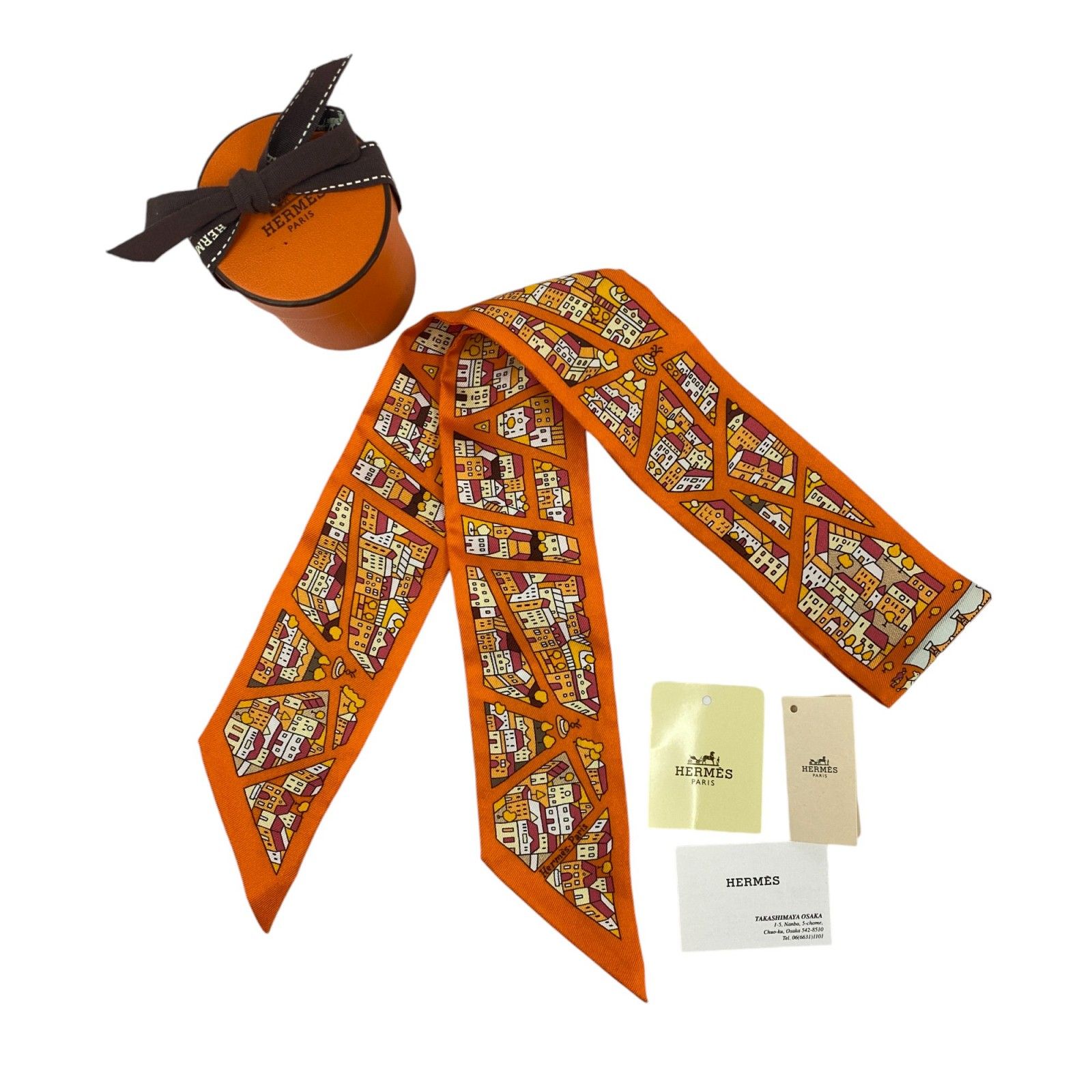 美品 エルメス HERMES レディース ツイリー スカーフ シルク 箱付き 